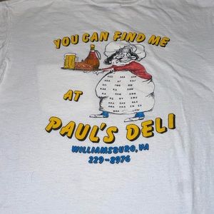Large vintage white Paul’s deli T-shirt